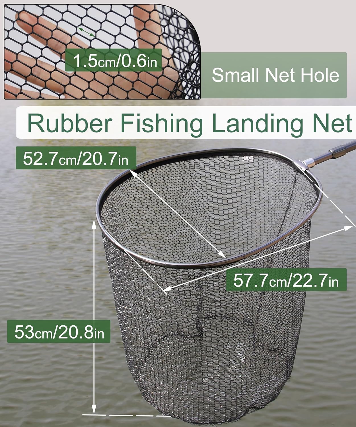 Large Fishing Net Saltwater Rubber Fishing Net Kayak Fishing Landing Net with Telescoping Handle Freshwater Fish Nets with Long Handle Extends 90-120inch - Image 4