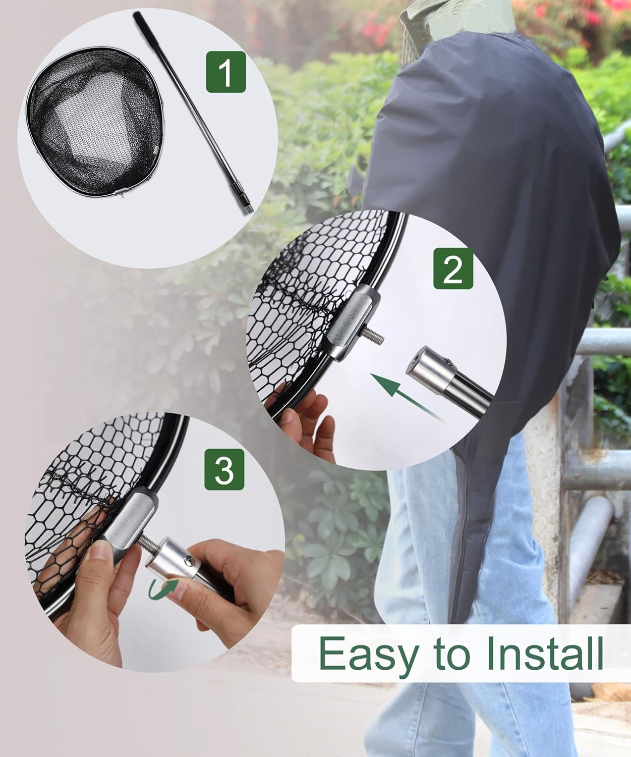 Large Fishing Net Saltwater Rubber Fishing Net Kayak Fishing Landing Net with Telescoping Handle Freshwater Fish Nets with Long Handle Extends 90-120inch - Image 5